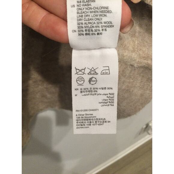 & other stories alpaca wool sweater womens S camel beige minimalist preppy boho - Picture 10 of 13